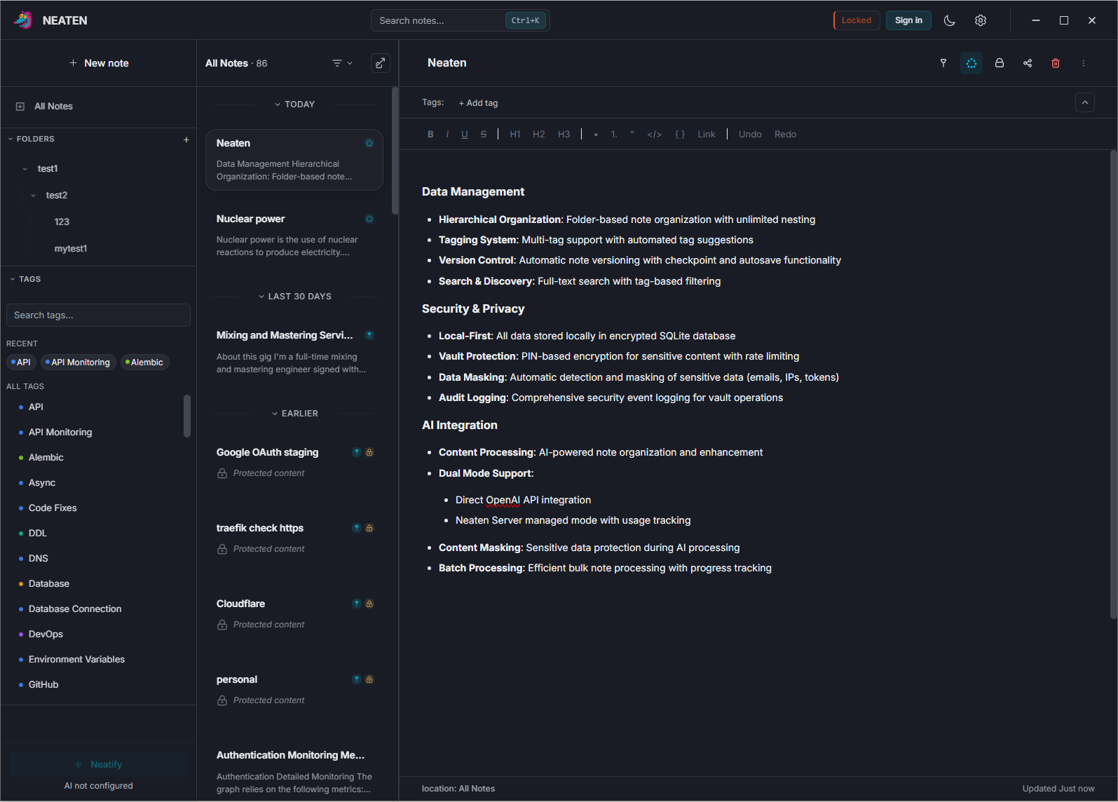 Neaten app screenshot